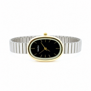 Reloj ovalado bicolor negro con plateado naidu SB1602