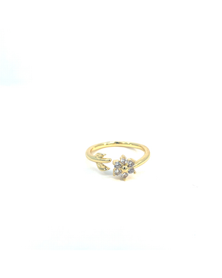 Anillo dorado flor con hoja  RA04025
