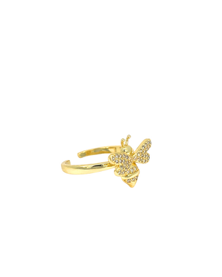 Anillo abeja dorado con zirconias  pequeñas RA04006
