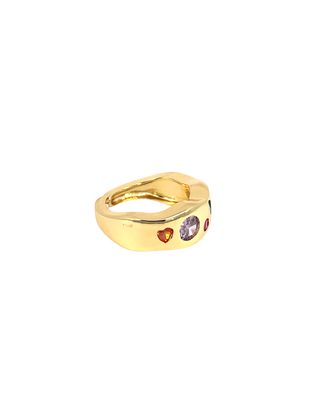Anillo con piedras irregulares de colores RA04010