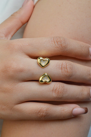 Anillo corazon doble invertido zirconia RA04009