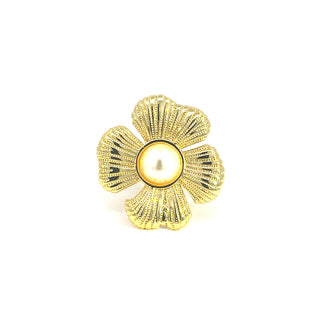 Anillo de flor con perla al centro SA14005