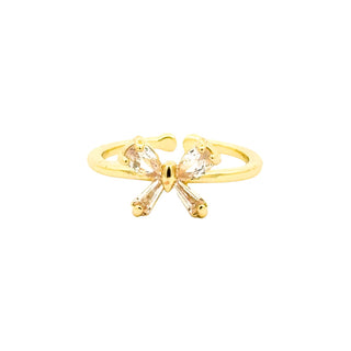 Anillo dorado con moño brillante de zirconia RA03036