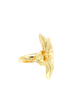 Anillo dorado de flor de hoja  RA04022
