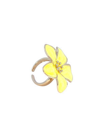 Anillo esmaltado flor amarilla 5 petalos RA05010