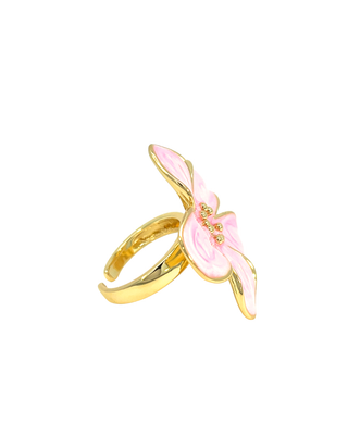 Anillo esmaltado flor rosa 5 petalos RA05009