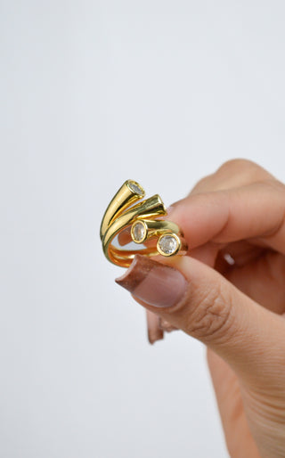 Anillo espiral con piedras grueso RA05003