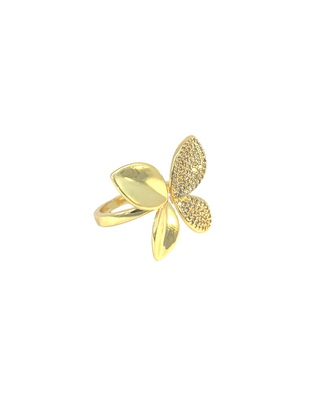 Anillo mariposa con alas de zirconias brillantes dos vistas RA04027