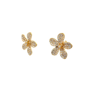 Arete con zirconias en forma de flor dorada ER11016