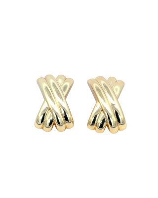 Arete cruz doble dorado ER05013