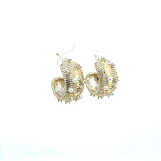 Arete curly con piedra y perla ER09021