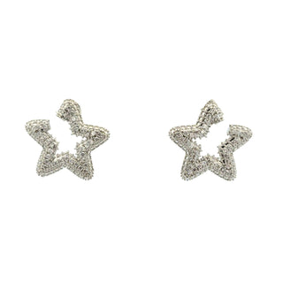 Arete en forma de estrella plateado con zirconias ER11015