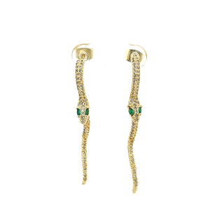 Arete largo vibora con zirconias dorado ER11005