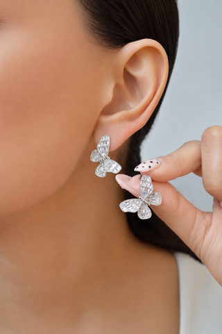 Arete mariposa cristal blanco ER10001