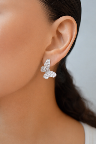 Arete mariposa cristal blanco ER10001