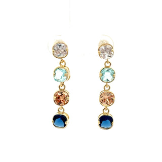 Aretes dorados con zirconias multicolor ER11012