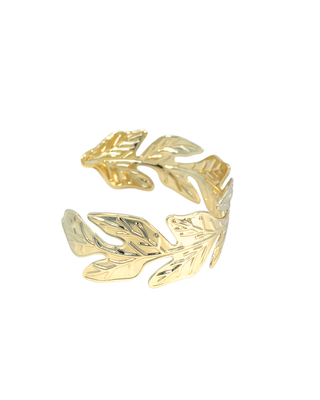 Brazalete dorado hoja con textura BR01003