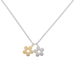 Collar bicolor con dijes de flores SN07-05