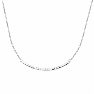 Collar plateado con barra de eslabones cuadrados SN0708