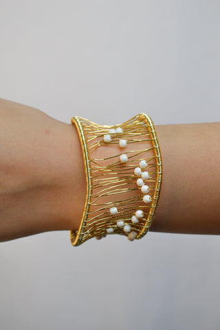 Brazalete chunky con piedra tipo abanico BR03006