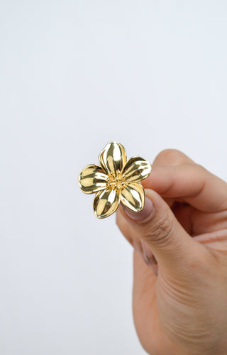 Anillo dorado de flor de hoja  RA04022