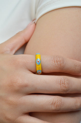 Anillo  5 flores plateado  RA04023