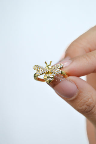Anillo abeja dorado con zirconias RA04006