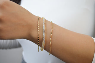Pulsera tipo baguete doble PL06016