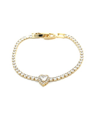 Pulsera tipo tenis con corazón con cristales PL06014