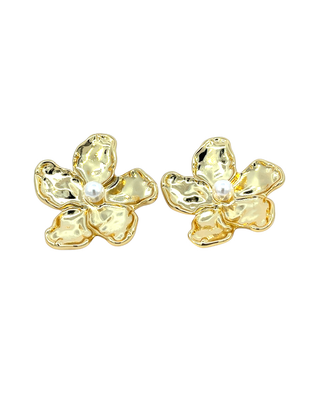 Arete de flor con perla ER06006
