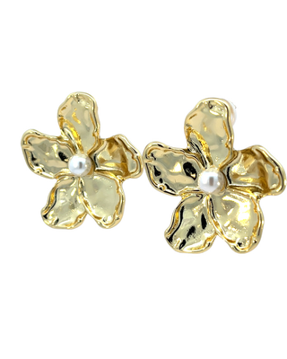 Arete de flor con perla ER06006