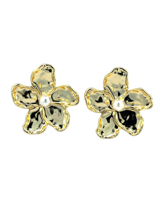 Arete de flor con perla ER06006
