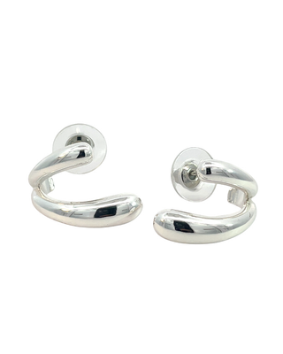 Arete estilo doble chunky plateado ER03063