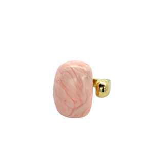 Anillo con piedra rectangular ajustable rosa efecto mármol RA03-20