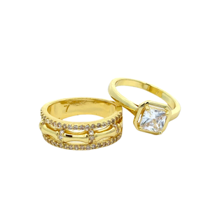 Anillo doble con zirconias circular y rectangular RA04-028