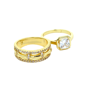 Anillo doble con zirconias circular y rectangular RA04-028
