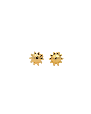Arete corto dorado forma de sol liso SQ12002