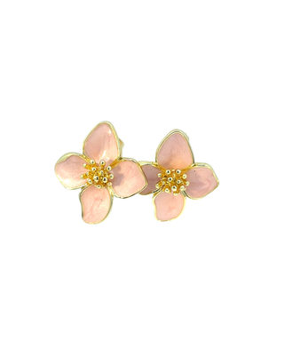 Arete esmaltado de flor color rosa ER05035