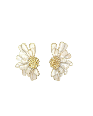 Arete flor 6 petalos beige ER05037