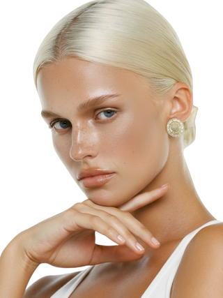 Arete flor ovalado cristal ER11002