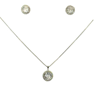 Set plateado con dije de una piedra FT03031