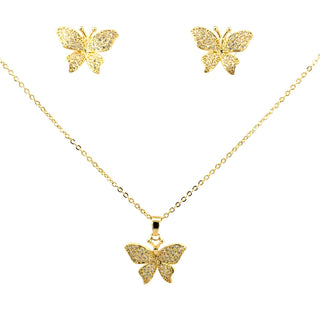 Set dorado con dije de mariposa FT03032