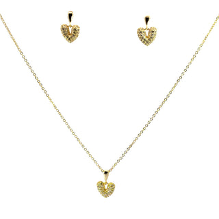Set dorado finito con dije de corazon FT03033
