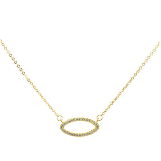 Set dorado de silueta ovalada con circonias alrededor FT03035
