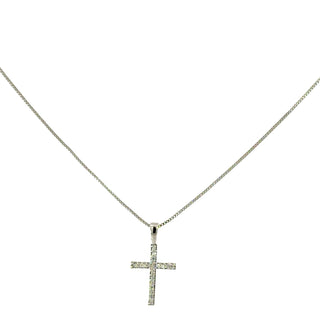 Set plateado con dije de cruz lleno de sirconias FT03037
