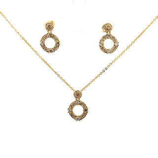 Set dorado con colgante circular de circonias FT03039
