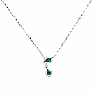 Gargantilla con doble dije colgante en forma de pera verde SN07015