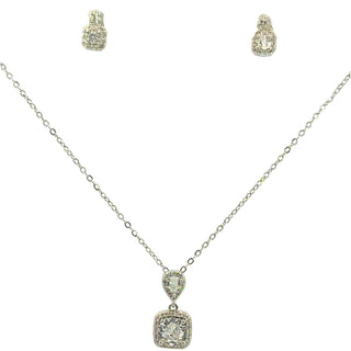 Gargantilla fina  con un dije doble colgante de pedrería FT03030