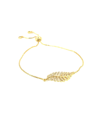 Pulsera elegante ajustable de hoja dorada con destellos PL03001