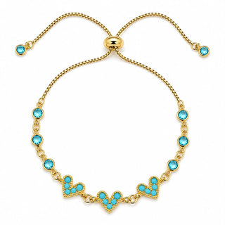 Pulsera con detalles de corazon y píedras en color aqua PL06023